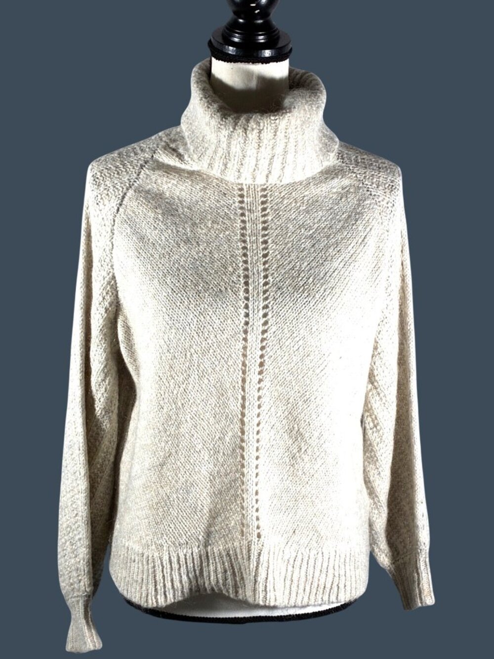 Odd Molly Womens Beige Turtleneck Sweater With Back Crossover Detail Size 0